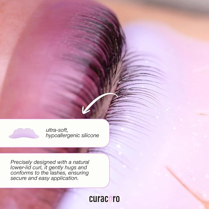 Curacoro Lower Lash Lift Shields, 4 Pcs Self-Adhesive Silicone Pads