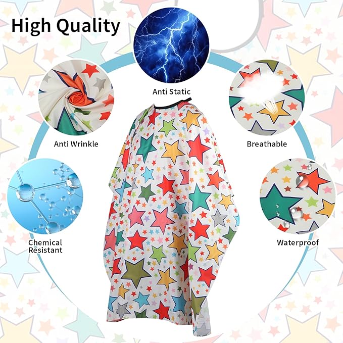 YELEGI Professional Hair Cutting Cape(2Pcs), Salon Barber Cape with Adjustable Snap Closure, Waterproof Hair Dye Color Cape Hair dressing stylist apron (Star)