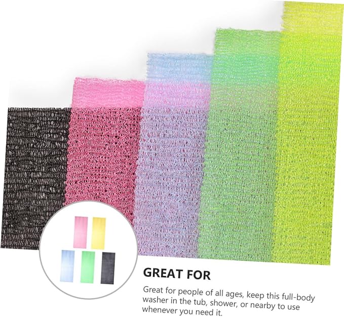 FRCOLOR 5pcs Back Scrubber Exfoliating Body Washer Strap for Cleaning for Shower and Bath Use Promotes Skin Health and Circulation Random Color