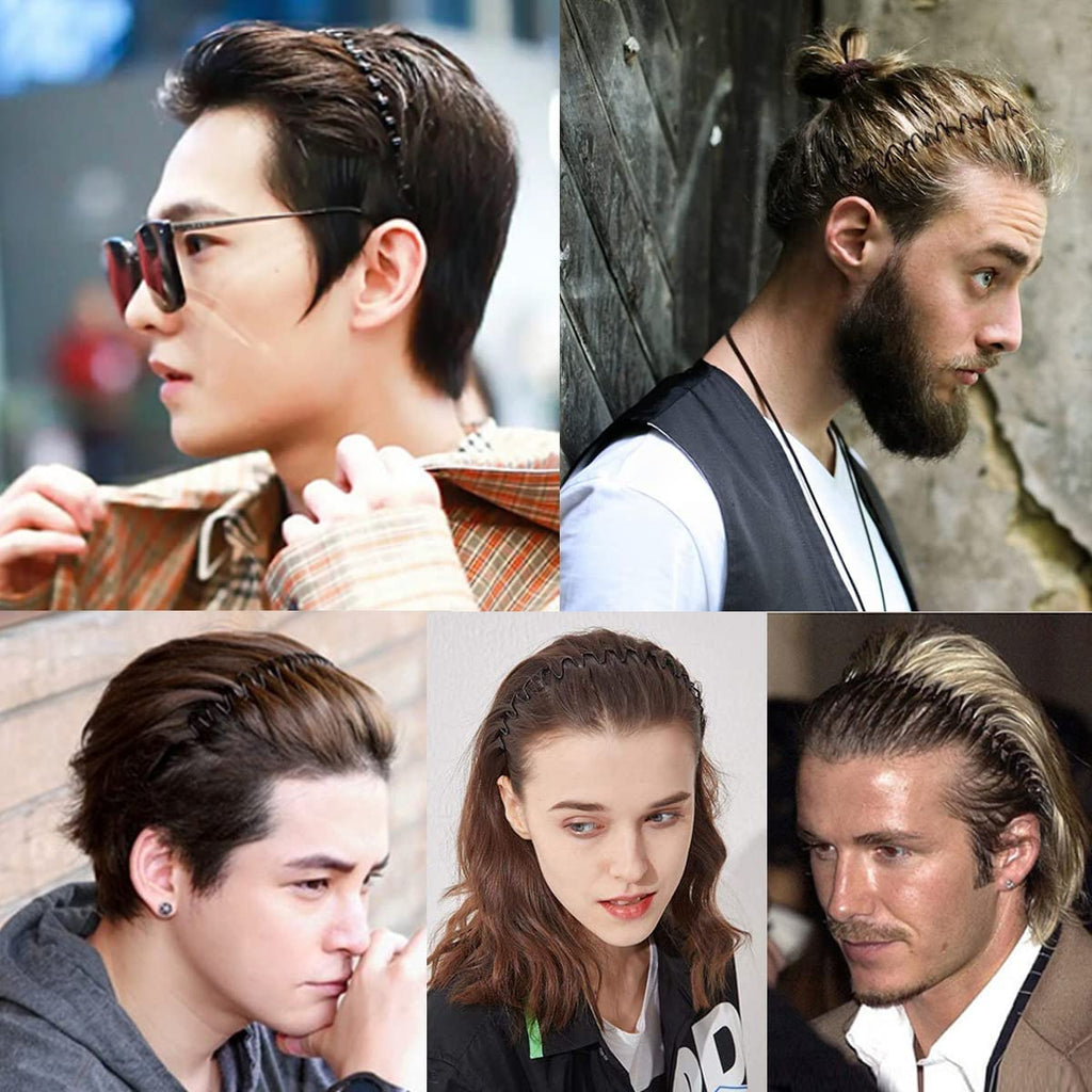 Metal Headband for Men, Zigzag Wire with Teeth, Non-Slip Adjustable 6 Pack
