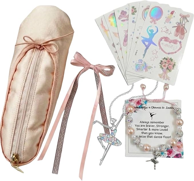CECKQUE Ballet Pointe Shoe Makeup Bag Dance Recital Gifts for Girls