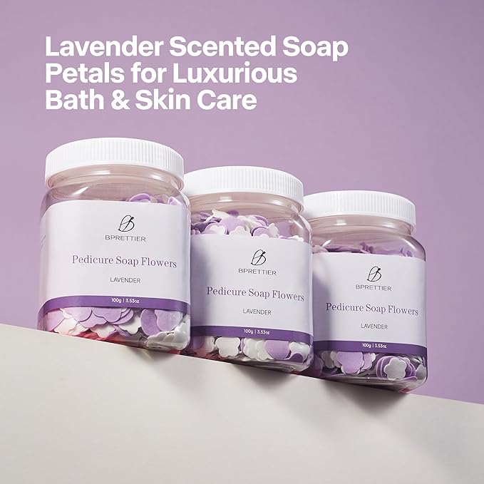Pedicure Soap Flowers Foot Soak Petals Sheet for Softens Dead Skin Moisturizing Relaxing Spa Feet Birthday Pedi Nail Party (Lavender)