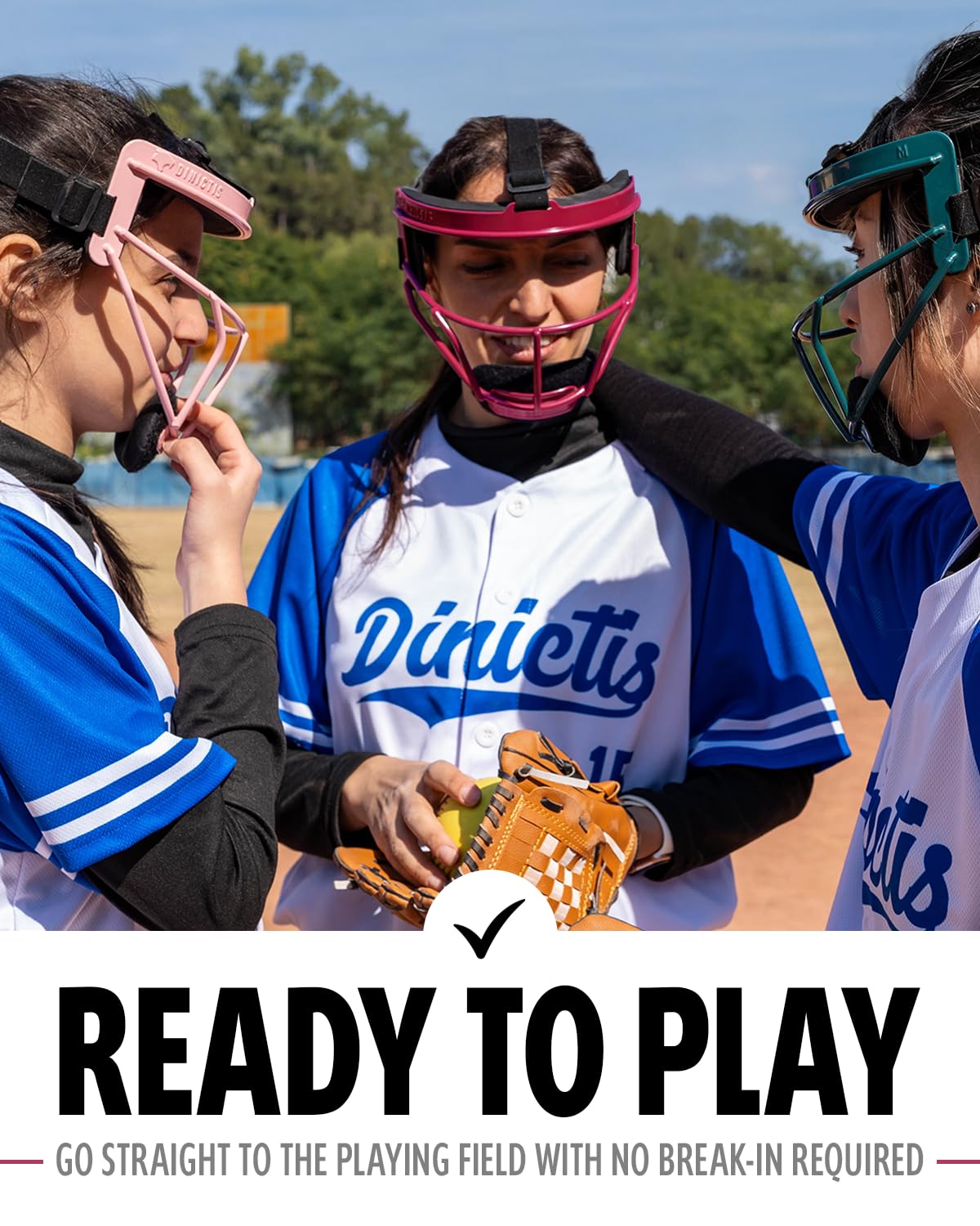 Dinictis Softball Face Mask, Lightweight, Comfortable, with Wide Field Vision, Durable and Safe Face Guards, Premium Protective Softball Fielder's Mask-Red-Adult(L)