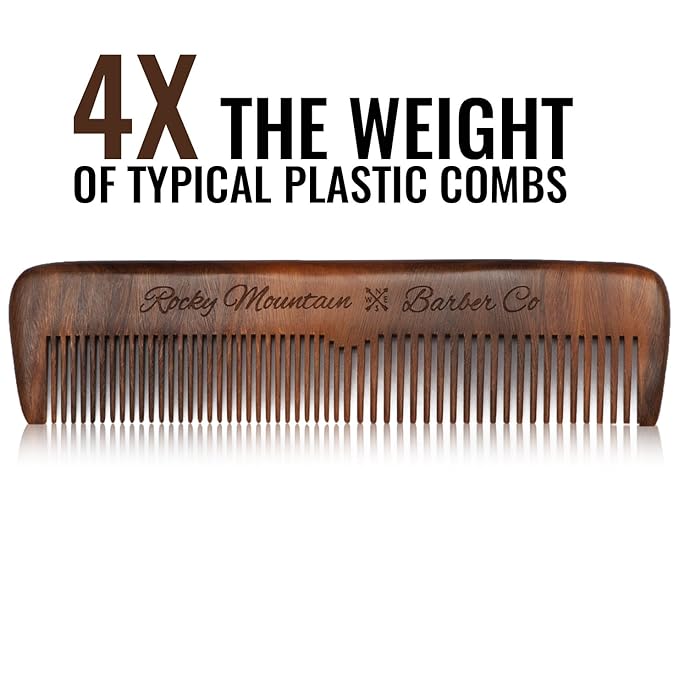 Hair Comb - Wood with Anti-Static & No Snag with Fine and Medium Tooth for Head Hair, Beard, Mustache with Premium Carrying Pouch in Design in Gift Box