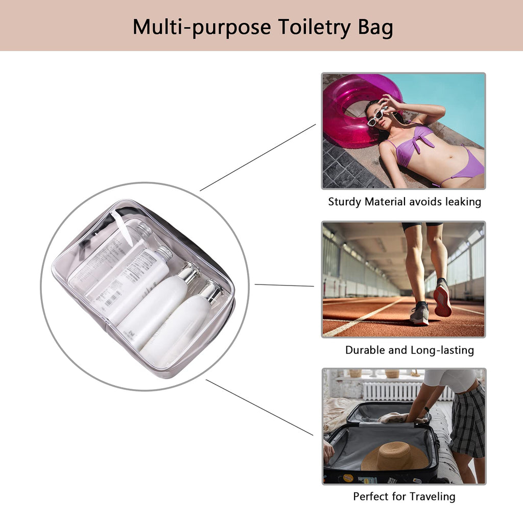 Buminee Clear Travel Bags for Toiletries, Lightweight Toiletry Bag, 2 Pack Multipurpose Transparent TSA Cosmetic Bag