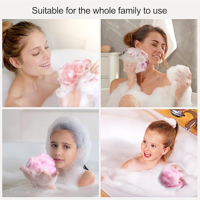 Fishent Bath Loofah Sponge, 3 Pack loofahs Exfoliating Body Scrubber, 60g Soft Mesh Pouf Shower Puffs, Loofa for Women and Men