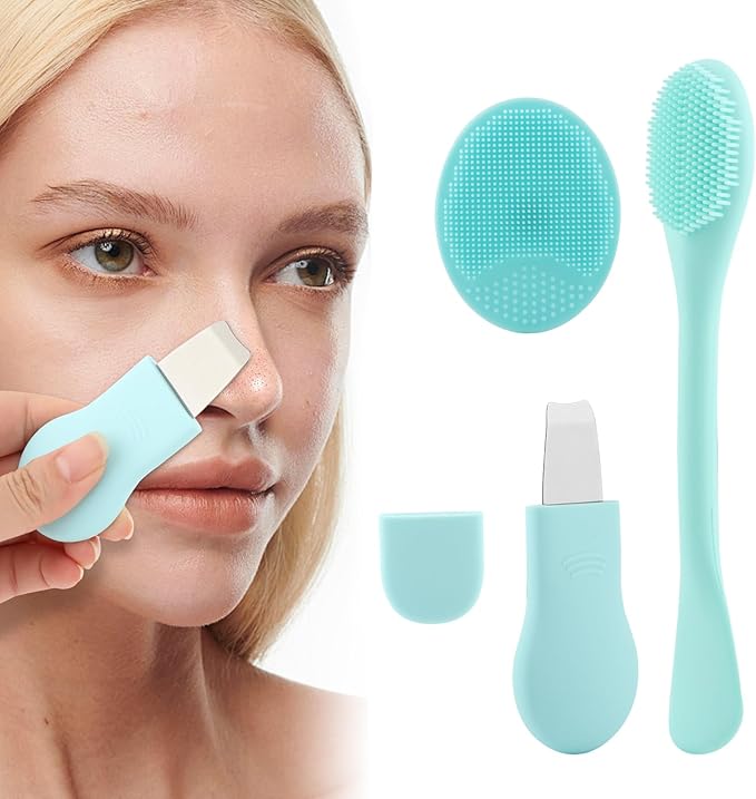 Blackhead Remover Tool Set,Silicone Blackhead Scraper,Face Scraper and Pore Cleaning Brush,Skin Scrubber Face Spatula for Deep Cleansing,Face Exfoliator Scrubber for Women Men