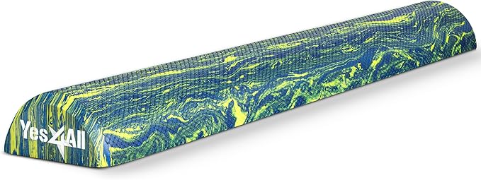 Yes4All EVA Firm Foam Roller for Stretching, Half Yoga Back Roller for Muscle Massage for Pilates, Yoga, Balance & Core Exercises, 36 inches, Blue Green