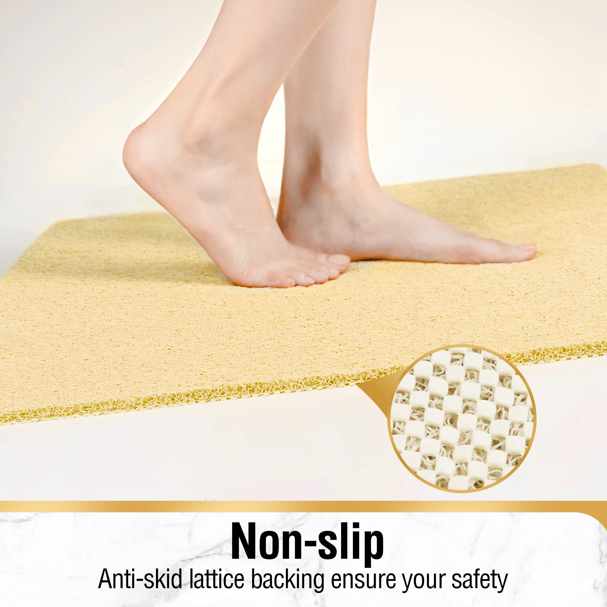 HITSLAM Shower mat Non Slip, 24 x 32 Inch Bathtub Mat Non Slip with Drain, Soft PVC Loofah Shower Bath Mat for Tub, Quick Drying Bathroom Shower Mat, Beige