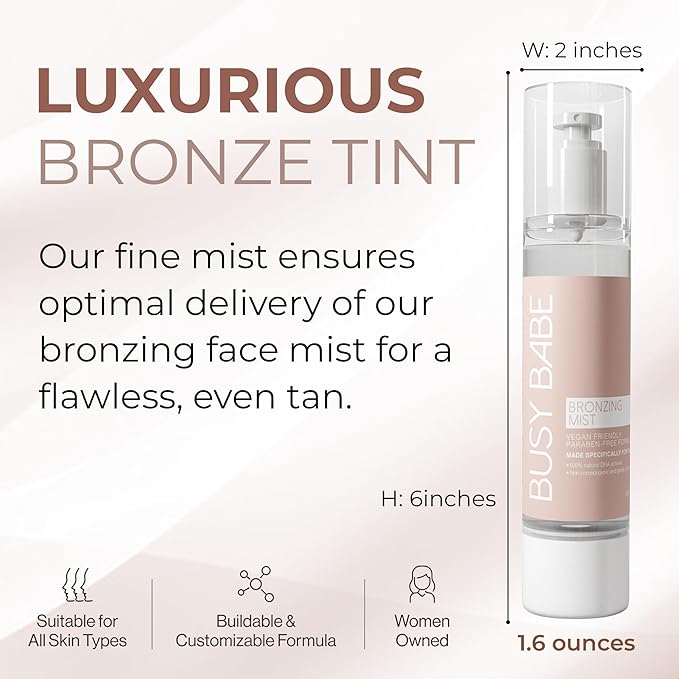 Bronzing Facial Tanning Mist - Face Tanner Spray For A Natural, Non-comedogenic Tan - Daily Self Tanning Mist With 100% Natural DHA Actives - Quick Tan Spray For Face - 3.38 Fl Oz