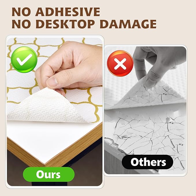 Shelf Liners for Kitchen Cabinets 17in x 30FT Non Adhesive Drawer Liner Gold Quatrefoil Thickened Shelf Liner Paper Strong Non-Slip Easy to Clean for Tool Box Refrigerator with Knife and Tape Measure