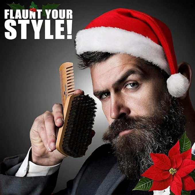 Wooden Beard Comb for Men & Case, Great Mustache Comb for Men, Dual Action Beard & Mustache Comb With Fine & Coarse Teeth, Mens Pocket Wood Comb, Peine Para Barba de Hombre (black)
