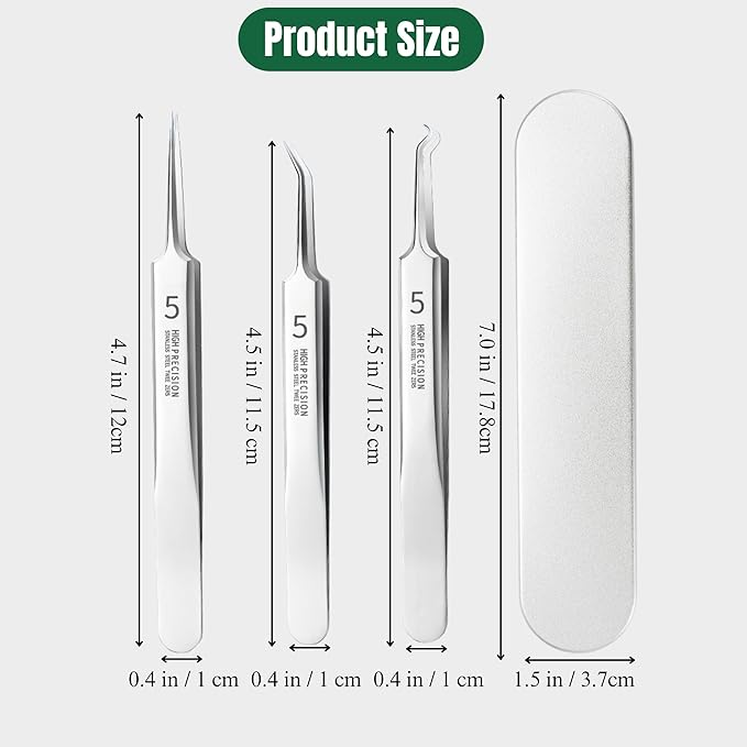 Usiveinborn Blackhead Remover Upgraded, Usiveinborn Blackhead Tweezers, Professional Upgraded Facial Blackhead Remover Tweezers, Blackhead Remover Tools Sets (A2-Green-8pcs)