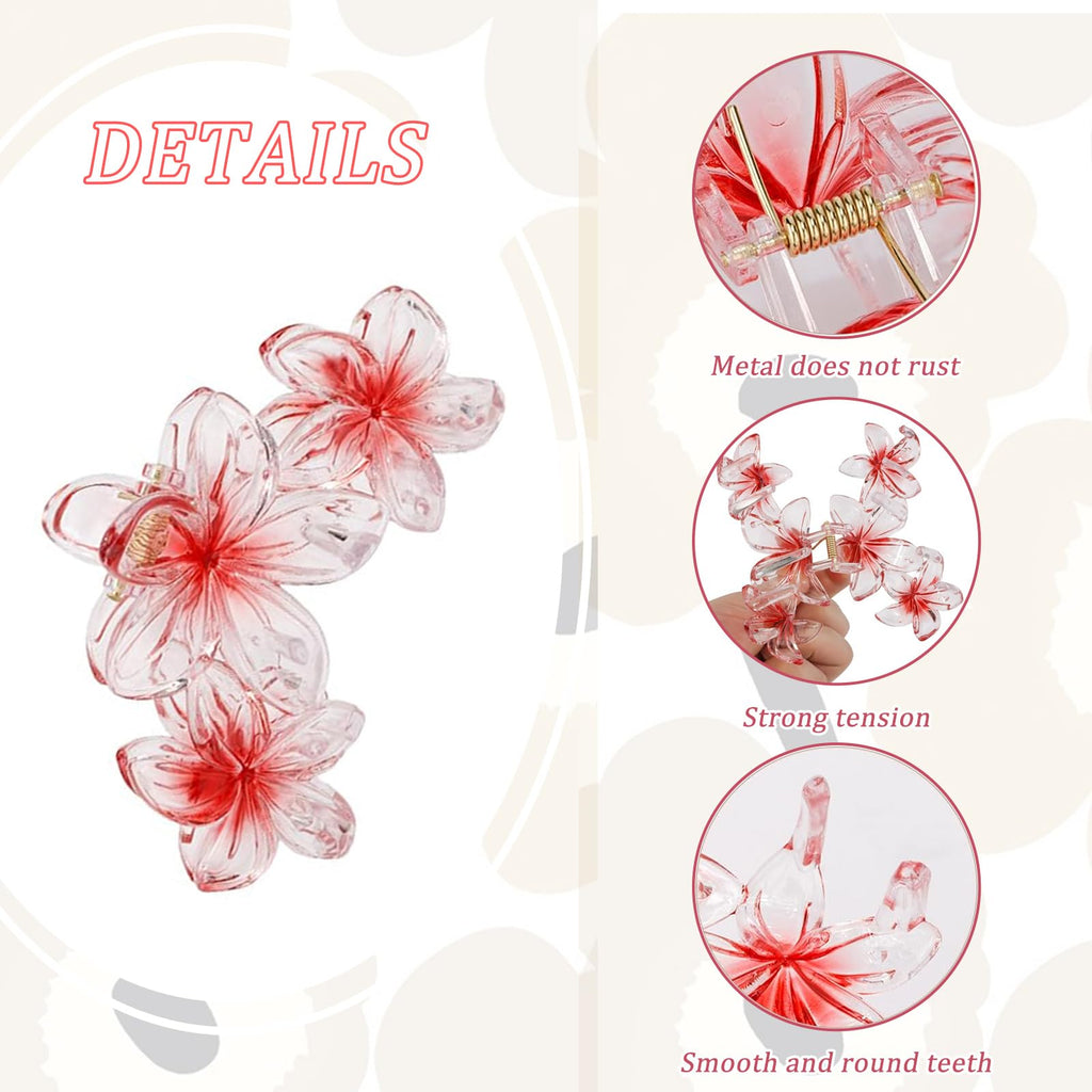 YONOY 6Pcs Flower Hair Clips for Women,Non-Slip Matte Flower Hair Clips for Women,Hawaiian Hair Flower Clip Large Plumeria Banana Cute Clip Beach Hair Accessories (Pearlescent color)