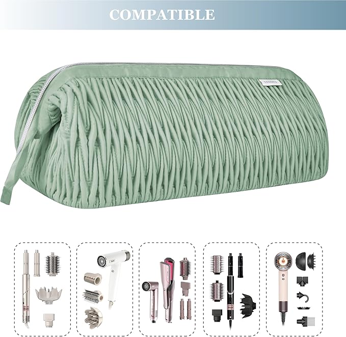 Leudes Dy son Travel Case for Shark Hair Dryer Airstraight Flex Style Hair Attachment Tool Organizer Accessories Air Wrap Flat Curling Iron Carrying Case (Sage Green)