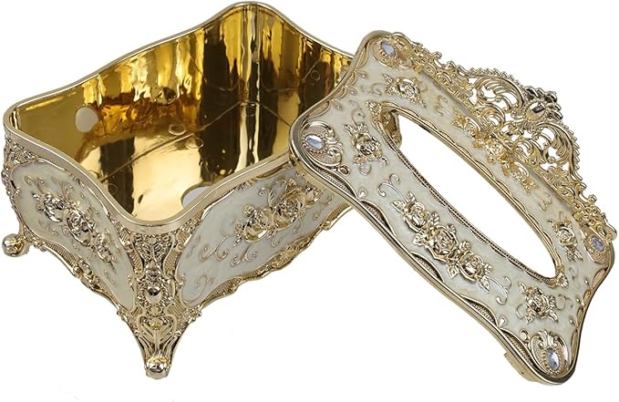 Geesatis Tissue Box Cover, Rectangle Tissue Box Holder,Gold 7.5''x5''x4''