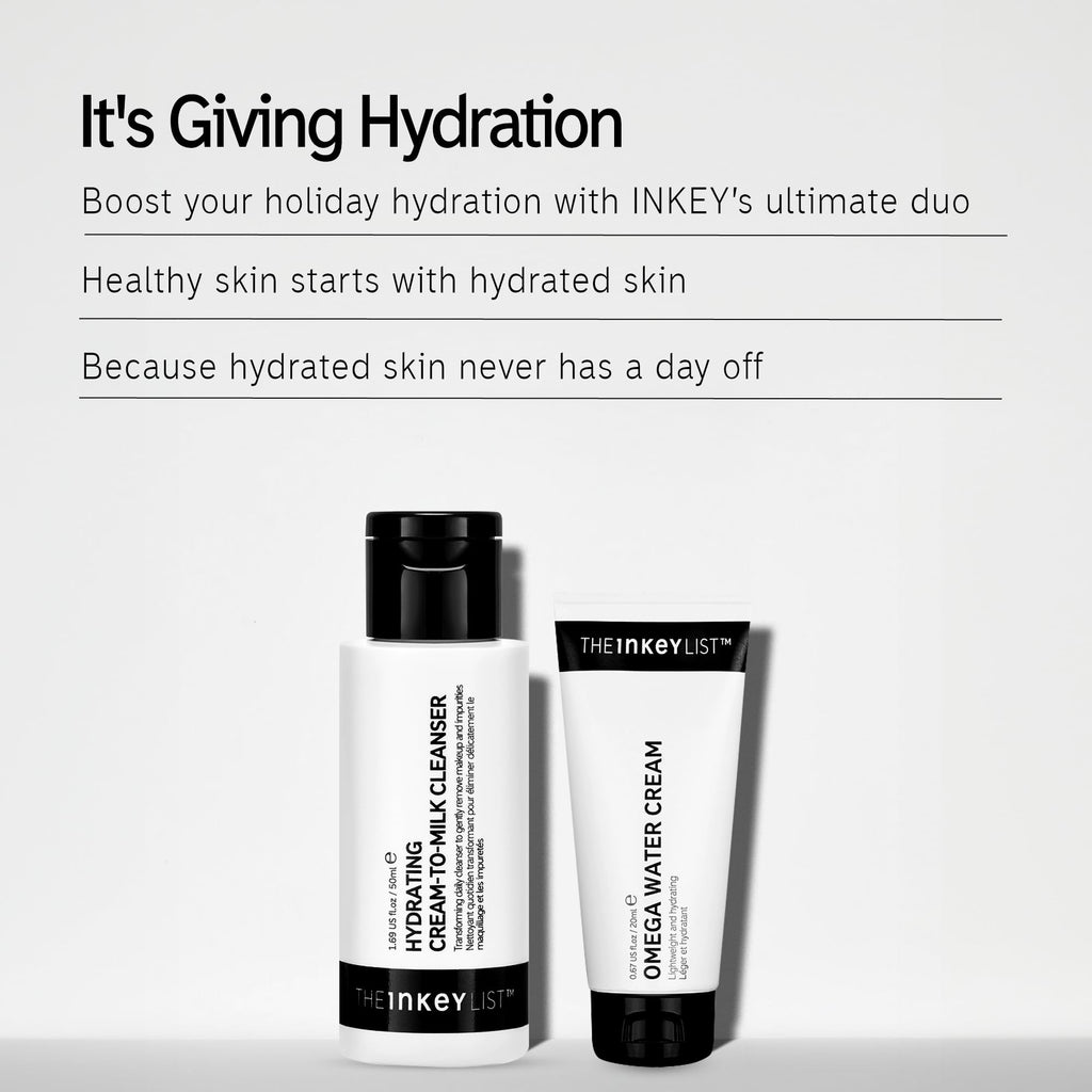 The INKEY List It’s Giving Hydration Gift Set, Hydrating Cream-to-Milk Cleanser + Omega Water Cream Moisturiser, Skincare Duo for Healthy, Glowing Skin, Gift Set for All Skin Types