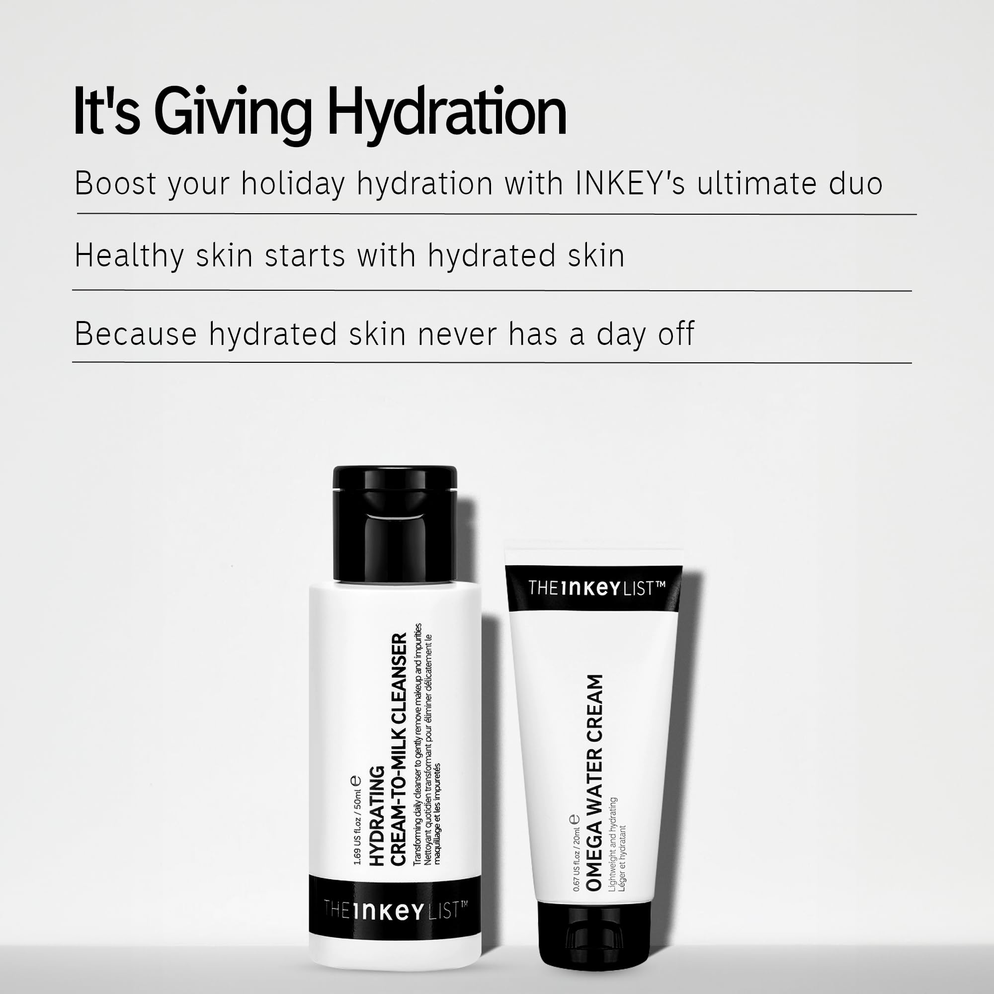 The INKEY List It’s Giving Hydration Gift Set, Hydrating Cream-to-Milk Cleanser + Omega Water Cream Moisturiser, Skincare Duo for Healthy, Glowing Skin, Gift Set for All Skin Types