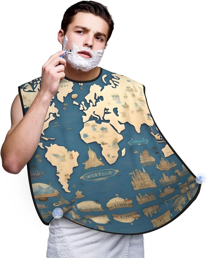 Yellow Flowers Butterflies Print Beard Bib Shaving Apron, Beard Hair Trimming Cape Gift For Dad