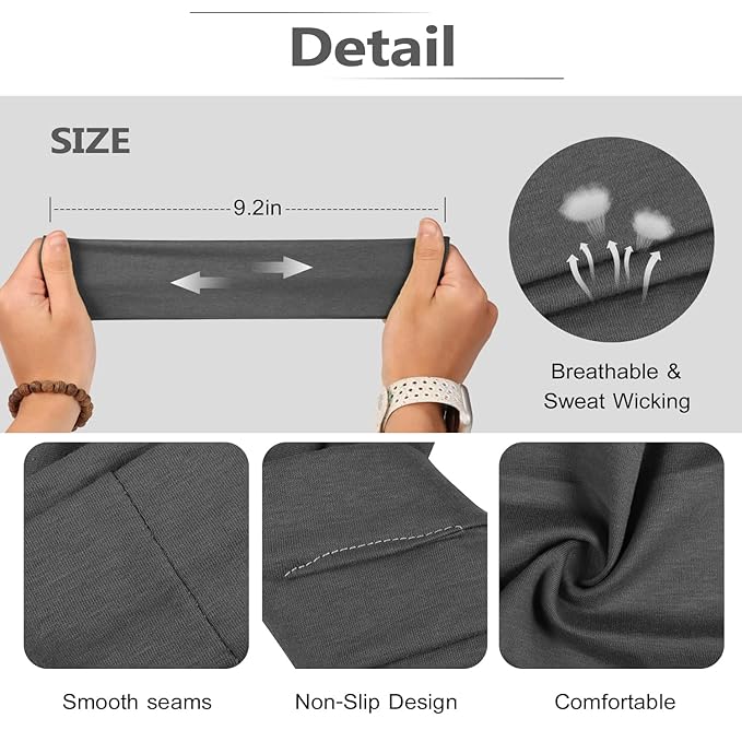 DiyJibb Headbands for Women – 16Pcs Cotton Cloth Headbands for Women's Hair Accessories, Non-Slip Sports Headband Bands & Hair Ties, Soft Fabric for Yoga, Running, Workout