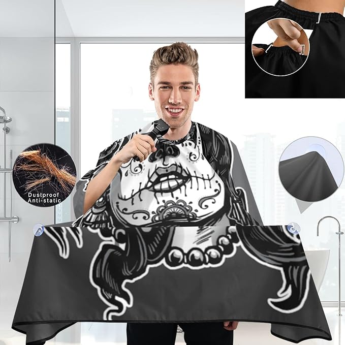 Visesunny Barber Cape - Dead Skull Woman Hair Cutting Salon Apron Anti-Static Water-Resistant Shaving Bib Hairdressing Cape