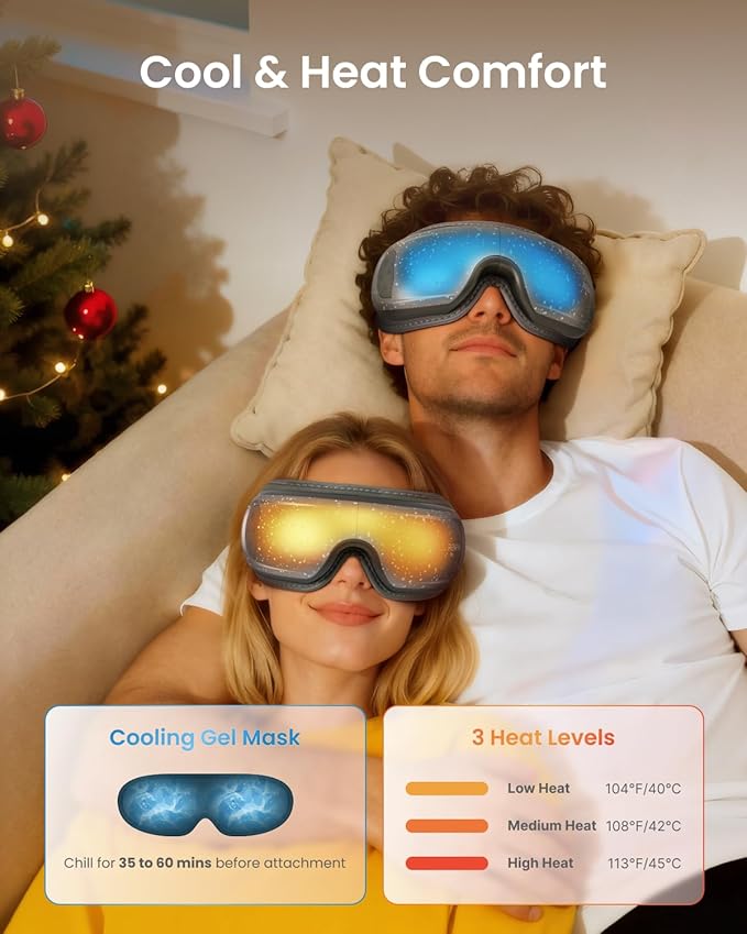 RENPHO Limited Edition Eye Massager with Heat and Cooling Voice Control, Birthday Gifts for Men Women, FSA Eligible HSA, Eye Mask for Dry Eyes Head Tension and Stress Relief - Eyeris 3