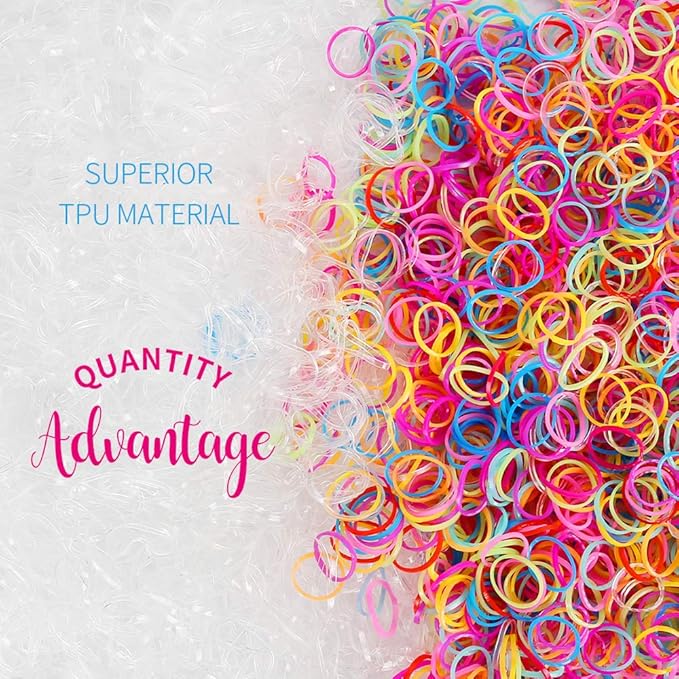 YGDZ 4000pcs Elastic Hair Bands, Clear Hair Elastics Small Mini Girls Rubber Bands Baby Kids Toddlers Hair Ties(2000pcs Clear + 2000pcs Colorful)