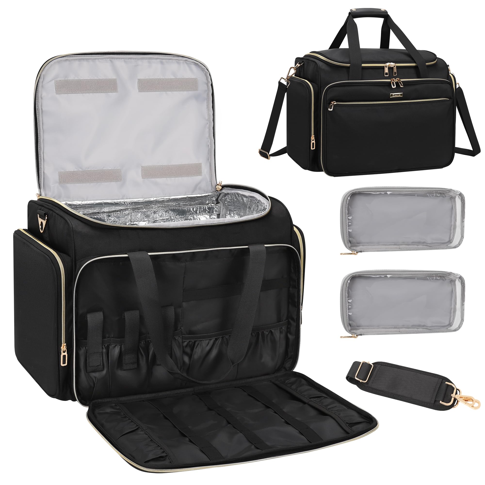 MONSTINA Hairstylist Travel Bag, Extral Large Hairdressing Bag Hair Tools Travel Case with Adjustable Dividers Professional Beauty Hairdresser Accessories Bags for Barber Heat Insulation