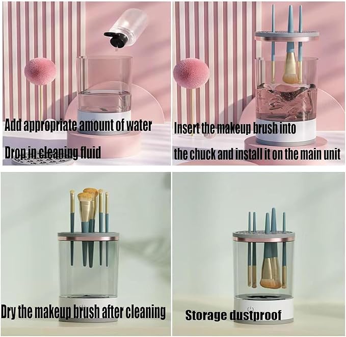 Beauty Swirl Cosmetic Brush Cleaner, Makeup Brush Cleaner, The Cozy Luna Brush Cleaner, Electric Makeup Brush Cleaner Machine for Deep Cleaning All Size Makeup Brus (1PC Transparent)