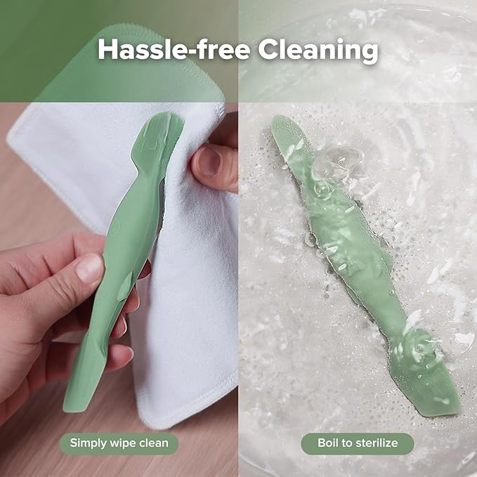 haakaa Baby Diaper Cream Spatula, Mess-free Silicone Diaper Rash Cream Applicator with Carrying Case, Diaper Cream Brush for Baby, Pea Green