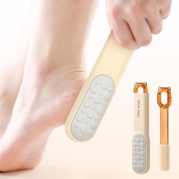 Foot Callus Remover, Foot File Callus Remover for Feet, Double Sided Foot Scrubber with Soft Silicone Brush, Pedicure Tools for Feet Care Dead Skin Calluses