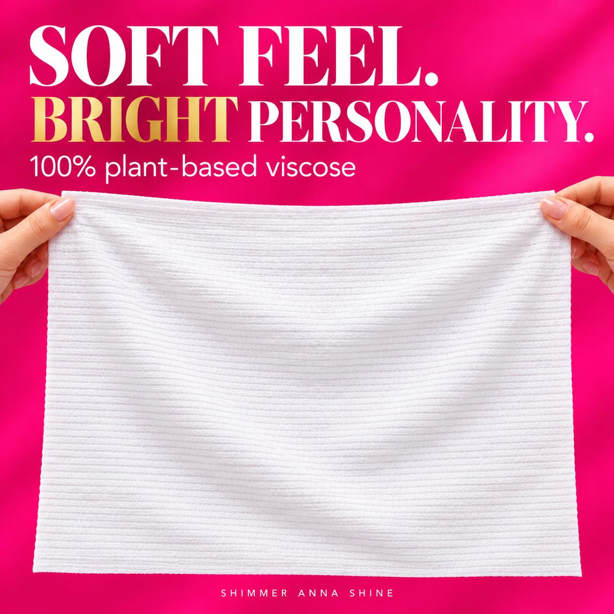 Shimmer Anna Shine XL Disposable Face Towels – 50 Count Ultra-Soft Lint-Free Dry Facial Wipes, 100% Viscose Towels for Skincare, Makeup Removal & Sensitive Skin