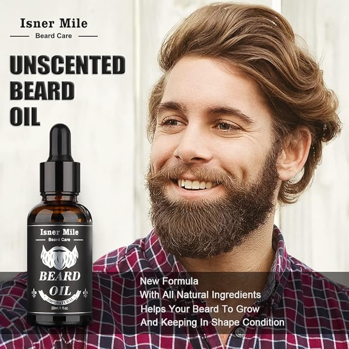 Isner Mile Fathers Gifts for Husband: Beard Grooming Kit for Men Care with Beard Oil Balm Wash Brush Comb & Straight Razor, Christmas Stocking Stuffers Valentines Birthday Gifts for Men Him Boyfriend