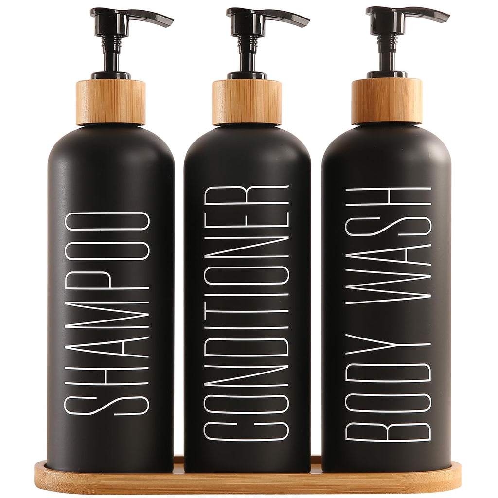 Prus Waso Shampoo and Conditioner Dispenser, Black