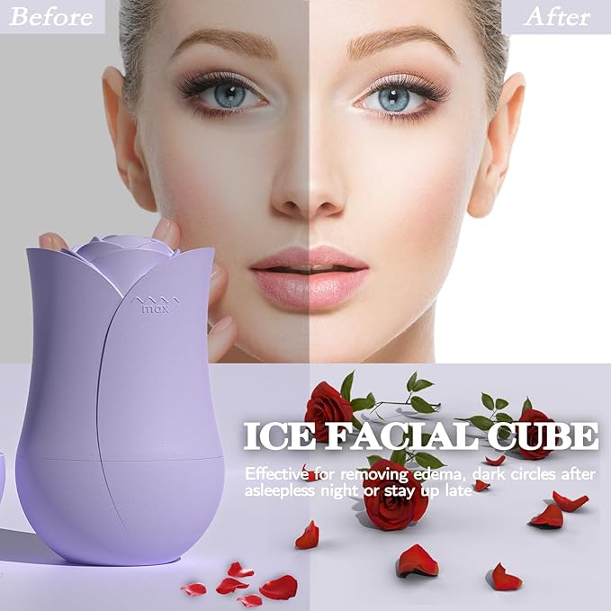Xkmiess Ice Roller For Face，Cryo Cube Ice Roller For Facial And Eye,Skincare Tools,For Relieving Facial Edema, Shrinking Pores, And Lifting And Firming The Skin (Purple)