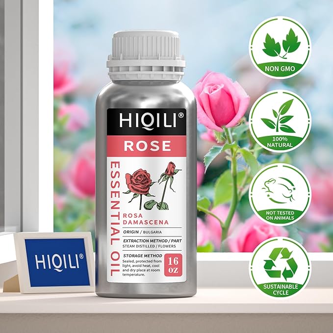 HIQILI Rose Essential Oil Large Capacity for Skin Care & Candle Making
