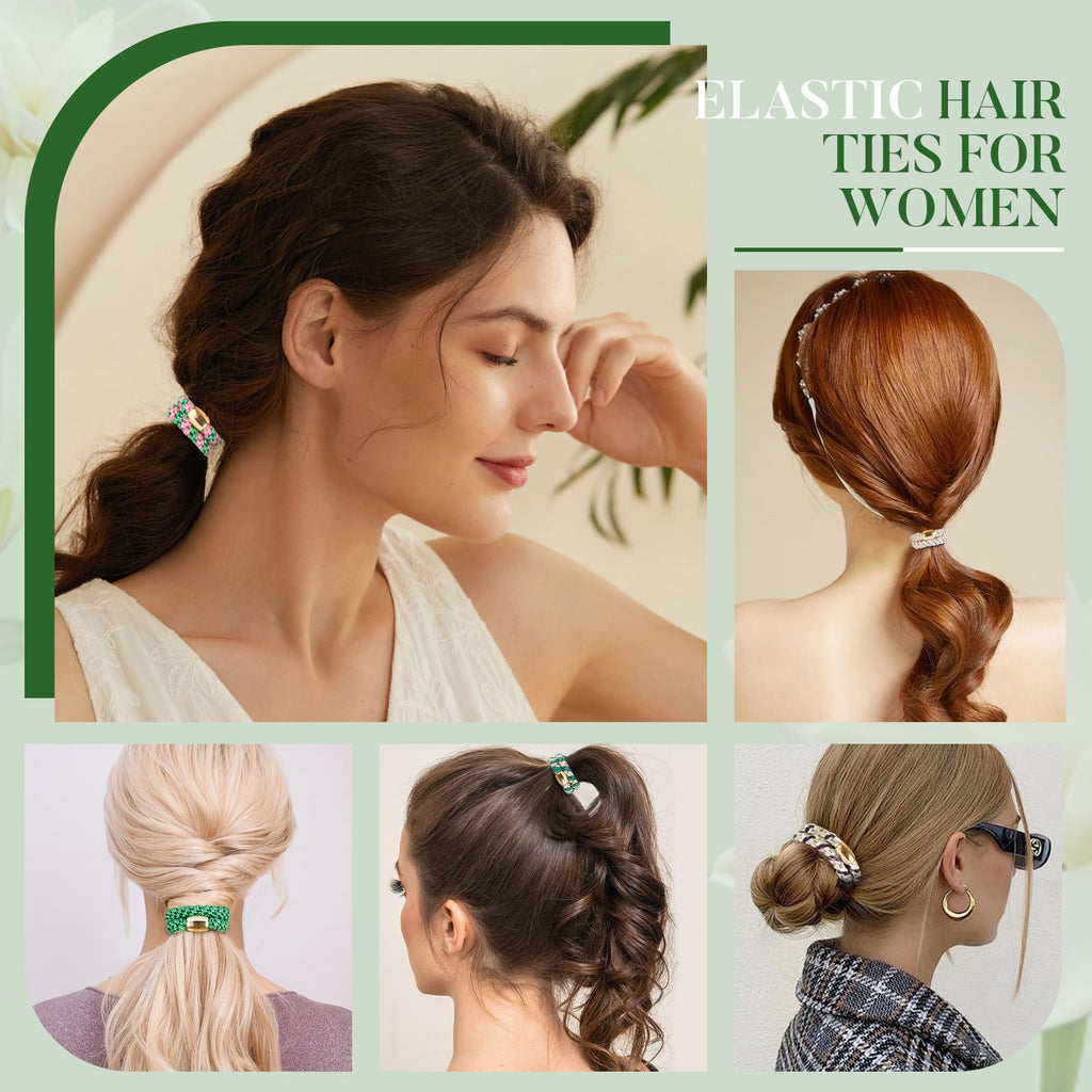 FORENEE 10Pcs Braided Hair Ties for Thick Hair - Green