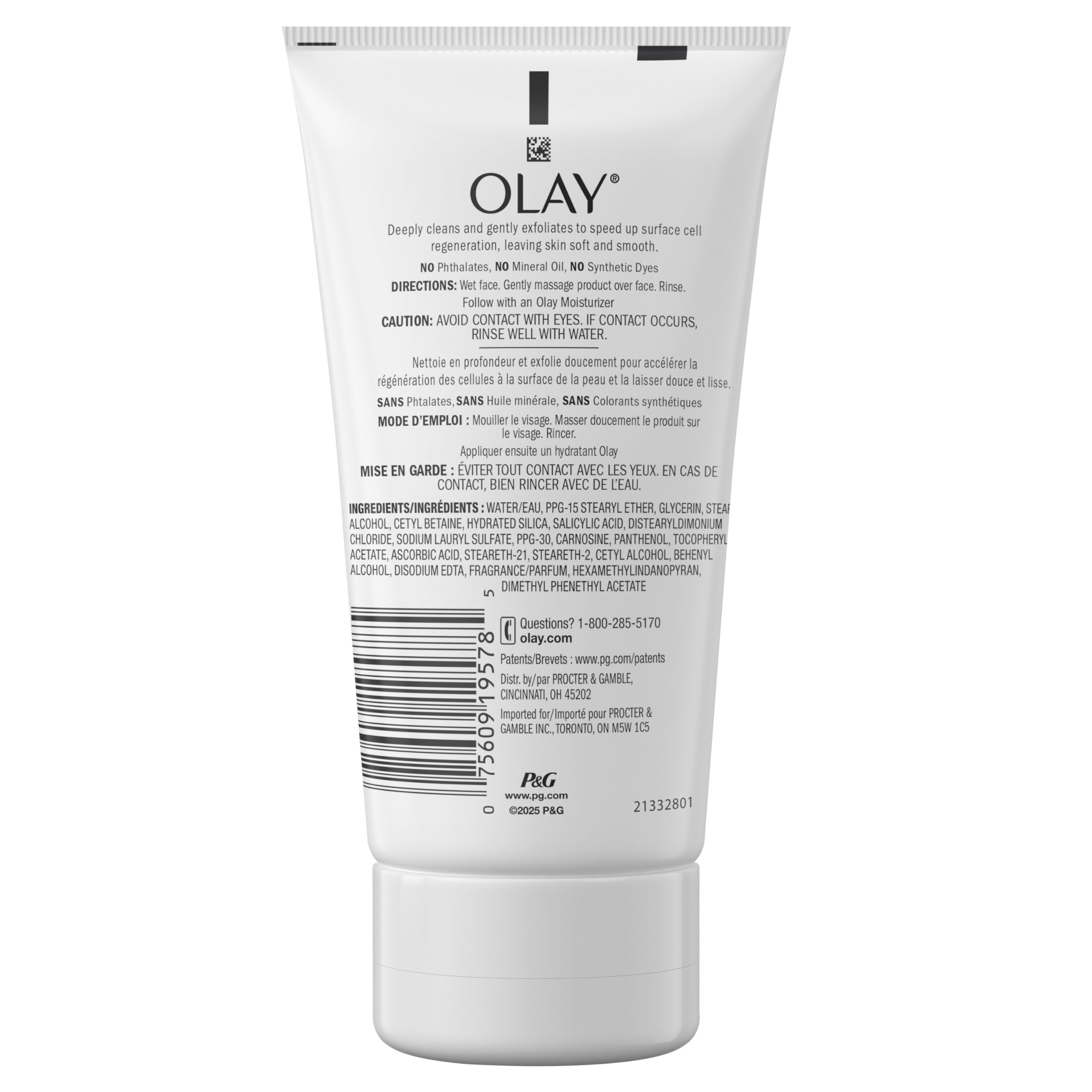 Olay Regenerist Regenerating Cream Cleanser Face Wash, 5 Fl Oz, Pack of 3