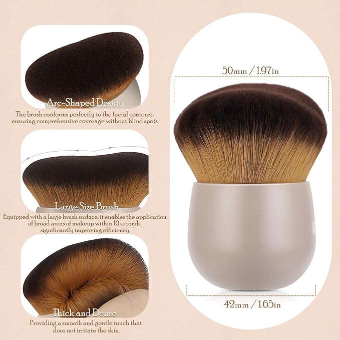 KINGMAS Extra Large Body Makeup Brush for Self Tanner, 75mm Kabuki Brush