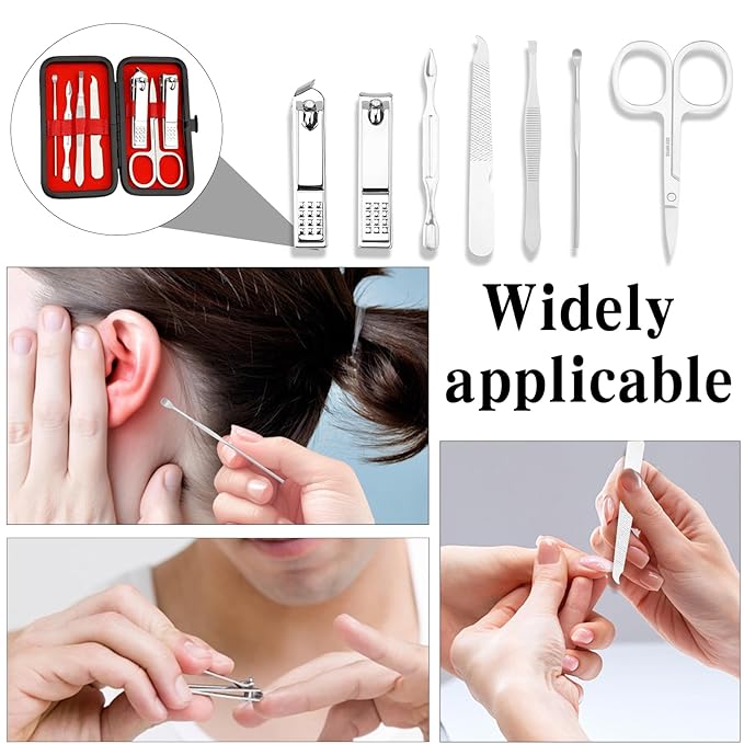 Manicure Kit for Men Women Nail Clippers Pedicure Tools Kit Travel Nail File Toe Set Finger Grooming Kits Christmas Birthday Gifts Ideas Stocking Stuffers Kids Adults Teens Boys Girls Friends(Silver)