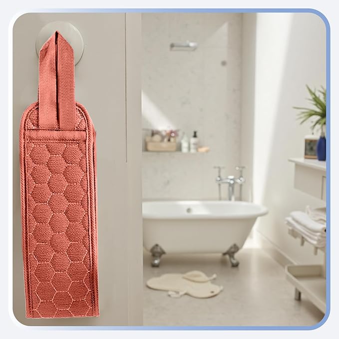XNXA Back Scrubber for Shower with Handles, 40 Inch Extra Long Double-Sided Exfoliating Bath Strap, Textured Body Washer with Extended Reach for Deep Cleaning (Red)