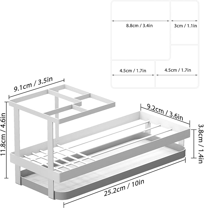Toothbrush Holders for Bathroom,Carbon Steel Bathroom Organizer Countertopr for Electric Toothbrush,Toothpaste and Razors-Which is Perfect for Countertop Storage,Shower,Sink (White)