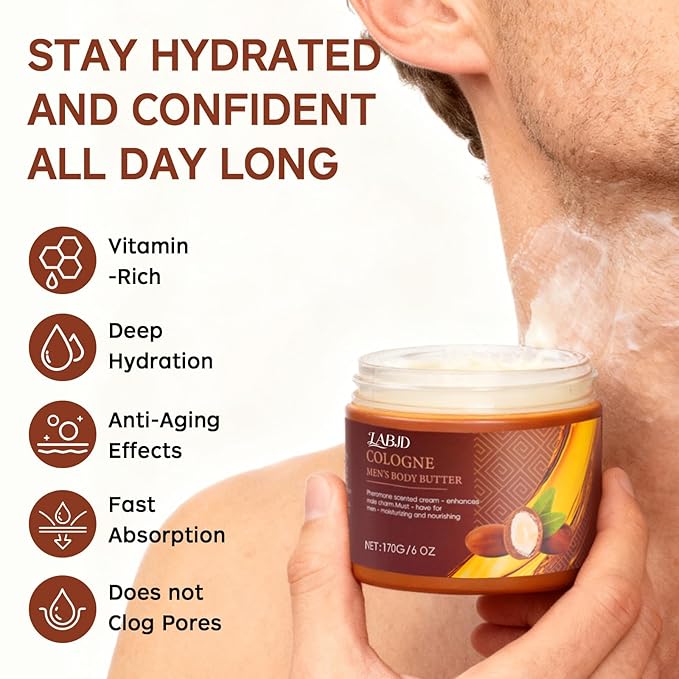 LABJD Cologne Body Butter for Men, 2 Pack Pheromone Scented Cream, Pheromone body butter for men,Hydrates and moisturizes to enhance attractiveness
