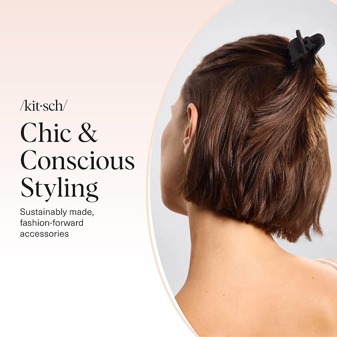 Kitsch Eco-Friendly Medium Claw Clips - Cute & Stylish Short Hair Accessories for Women, Girls | Ideal Size for Any Hairstyles, 2pcs (Black & Tortoise)