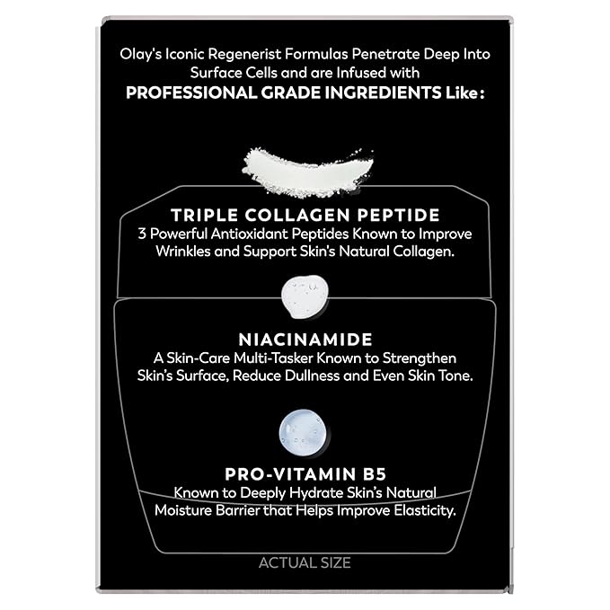 Olay Face Moisturizer, Regenerist Micro-Sculpting Cream for Women, Fragrance-Free - Anti-Aging, Anti-Wrinkle, Firming Skin Care - Triple Collagen Cream, Peptide, Hyaluronic Acid, Niacinamide, 2.6oz