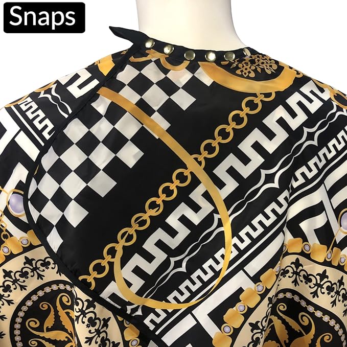 Pelocapa Barber Cape for Men Hair Cutting Salon Cape with Snap Closures Waterproof Professional Large Barber Hairdresser Cape- 63”× 56”(Gold Pattern)