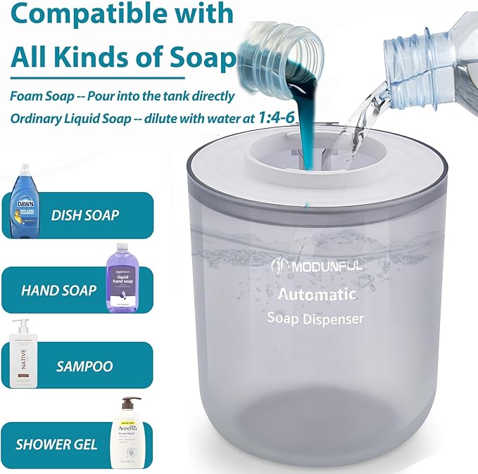 Automatic Foaming Soap Dispenser Touchless: 13.5oz Wall Mount/Countertop Foam Soap Dispenser, Type-C Rechargeable – Suitable for Bathroom, Office, Hotel (White)