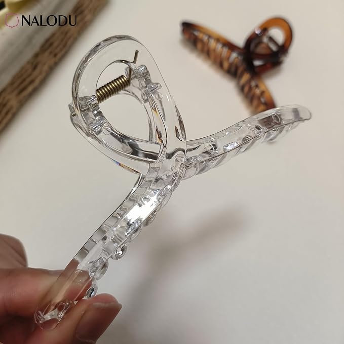 Nalodu 5 Inch Hair Claw Clips Extra Large No Slip Big Matte Jaw XL Clip for Thick Curly Long Hair Women, 4 Pack