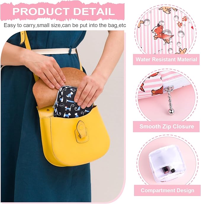 Desing Wish Sanitary Pad Storage Bag Portable Period Bag for Teen Pads/Sanitary Napkins/Small Tampons, Sanitary Napkin Storage Bag First Period Gifts for Teen Girls (Purple Swan)