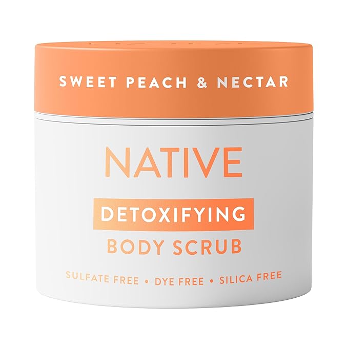 Native Exfoliating Body Scrub, Sweet Peach & Nectar Scent, Gentle Body Polish for Soft, Smooth Skin, Made without Sulfates, Parabens, or Dyes, 12 oz